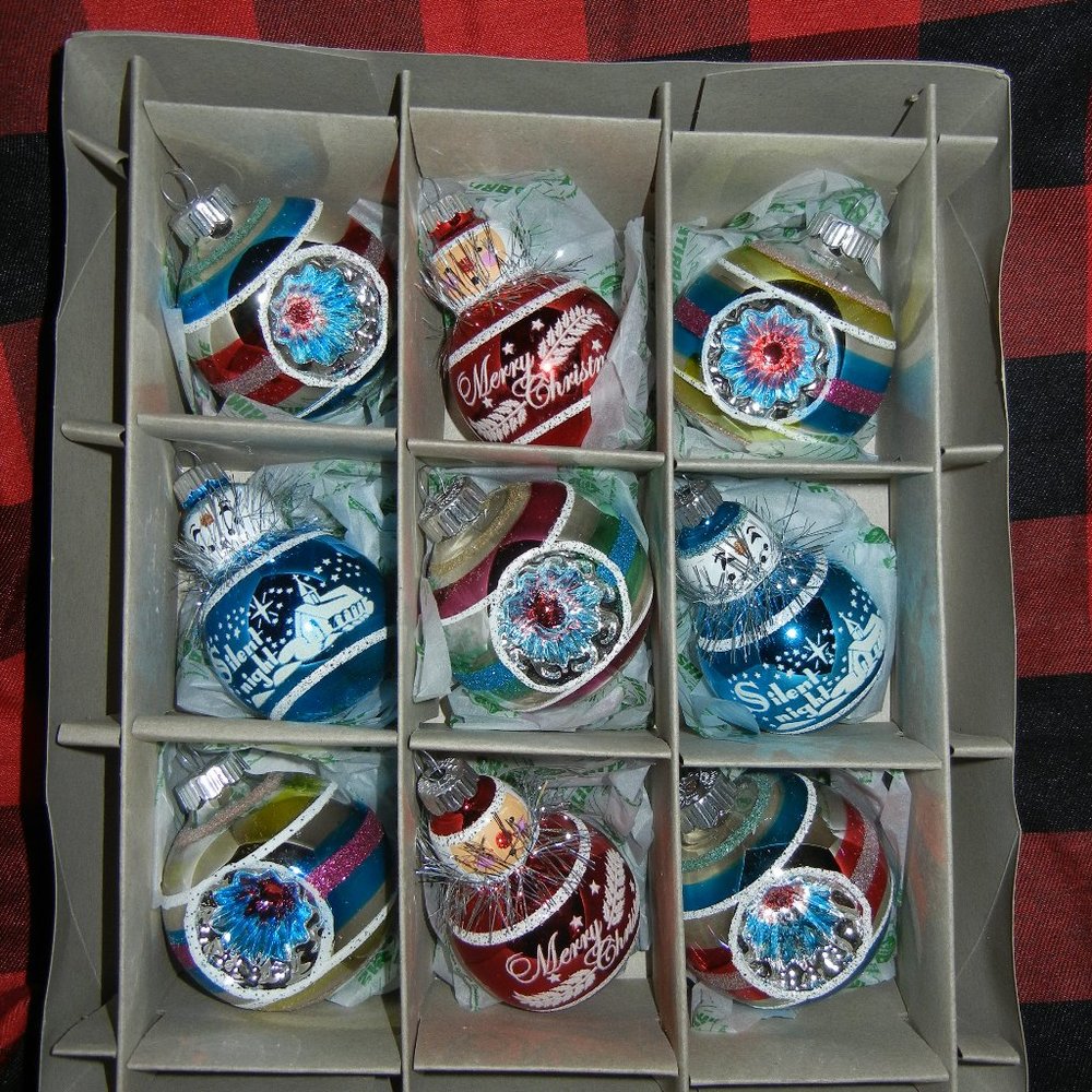 Radko EXC Reflectord Santa Snowman - 9 Glass Ornaments 2.5 Inches 4028114 Dil…